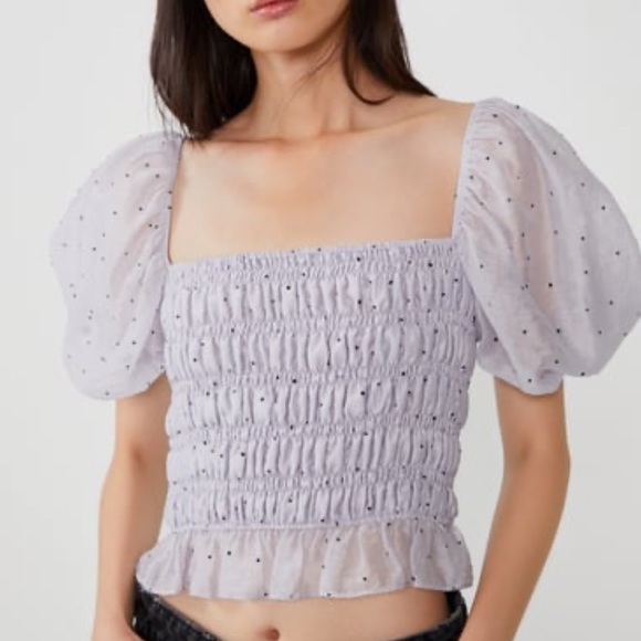 Hannah Voluminous Off-The-Shoulder Plaid Top S